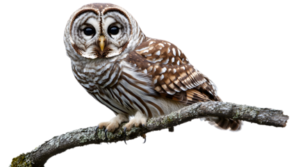 High-Quality Barred Owl Isolated on Transparent Background for Graphic Design Projects
