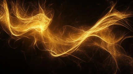 Obraz premium Abstract Golden Light Trails Flowing Fractal Art Fantasy Background 3D Rendering