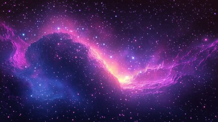 Fototapeta premium Cosmic Nebula in Vibrant Purple and Pink Hues with Sparkling Stars and Ethereal Lighting