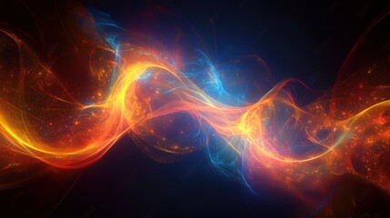 Obraz premium Abstract Fractal Art with Orange and Blue Fiery Light Patterns and Energy Streams
