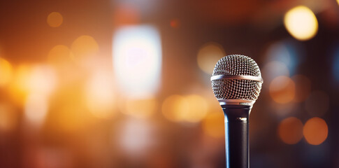 Stage Microphone Close-up Concert, Music, Performance, Audio Equipment
