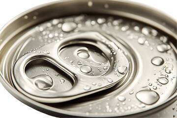 Close-up of Condensation on Chilled Aluminum Can Top
