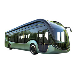 A Futuristic Electric Bus with Smooth Aerodynamic Design Isolated on Transparent Background
