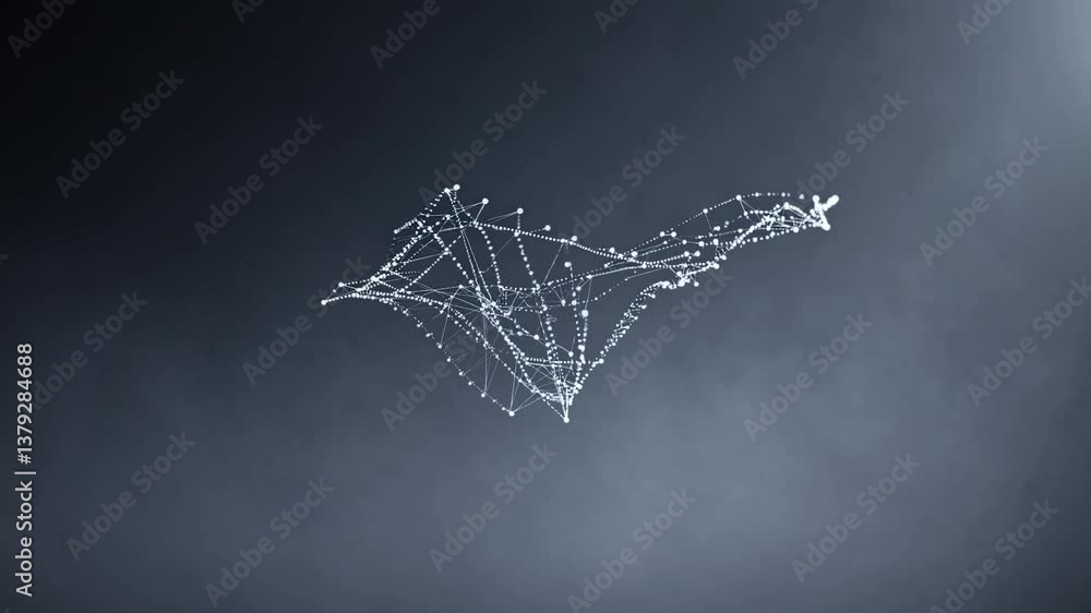 Poster digital interconnection glowing through branching white plexus network, representing technological c