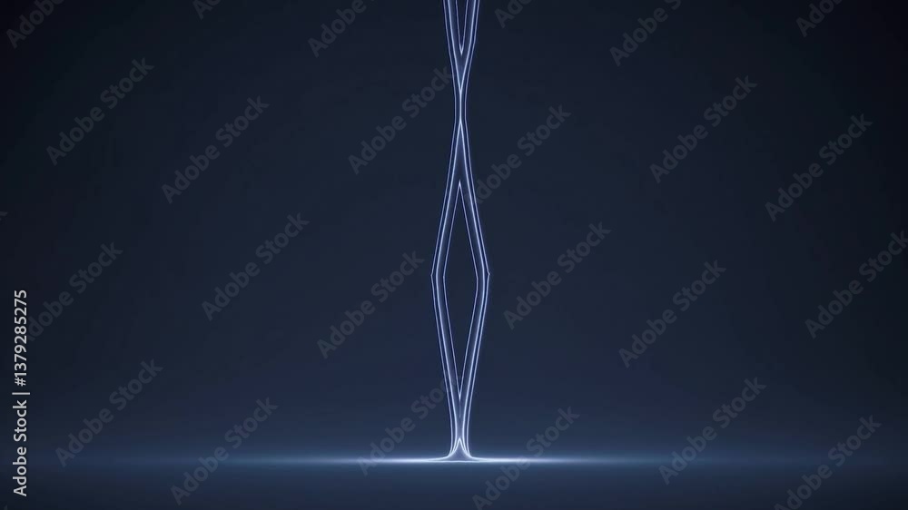 Poster abstract animation featuring a luminous double helix shape gradually materializing on a dark backgro