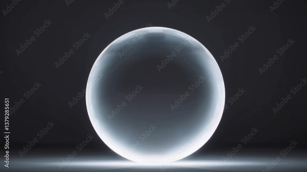 Poster transparent luminescent sphere gradually intensifying, radiating increasing energy against progressi