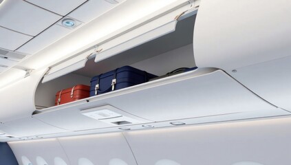 Airplane Overhead Luggage - Travel Transportation. Ideal for travel agency websites, airline advertisements, transportation service graphics, vacation planning designs