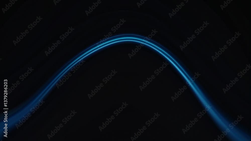 Aufkleber luminous blue light streak arching across dark background, generating dynamic visual effect with smo