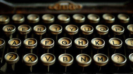 Close-up of vintage typewriter keys.