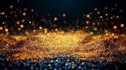 Glittering Gold Particles Dark Background