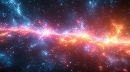 Naklejka premium Cosmic Explosion of Light with Iridescent Colors Abstract Art