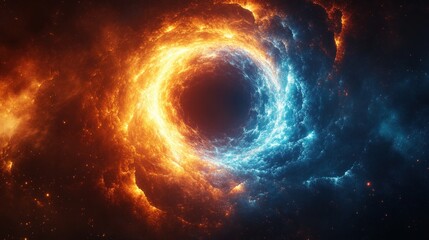 Obraz premium Vibrant Fractal Art with Blue and Orange Patterns and Cosmic Energy Flow
