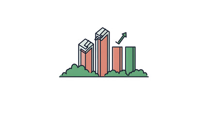 Urban Growth and Development Icon with Upward Arrow