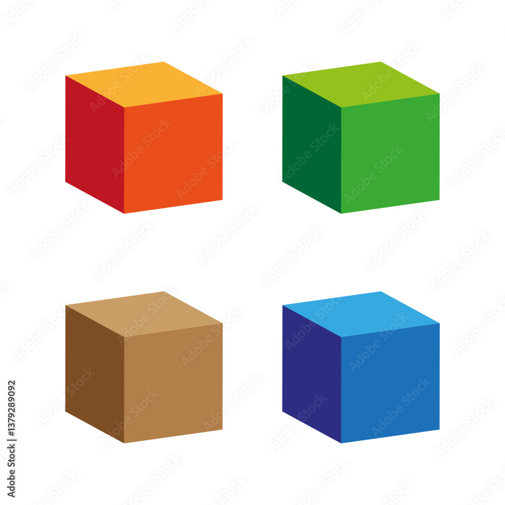 Aufkleber isometric cube vector. color block icon. bright 3d shapes. geometric box figure.