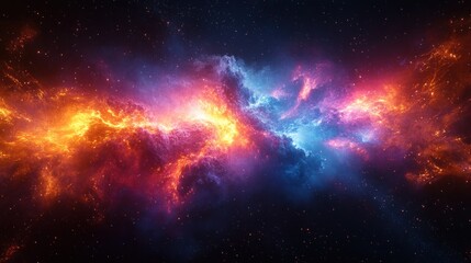 Naklejka premium Cosmic Energy Explosion Abstract Art Bright Neon Colors Dynamic Composition