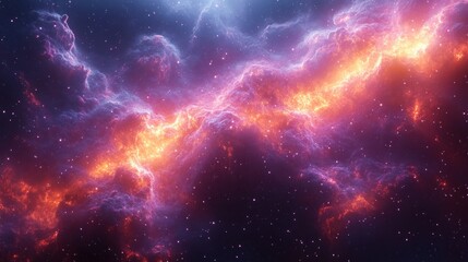 Fototapeta premium Cosmic Nebula Glowing in Purple and Pink in Deep Space with Sparkling Stars and Ethereal Lighting