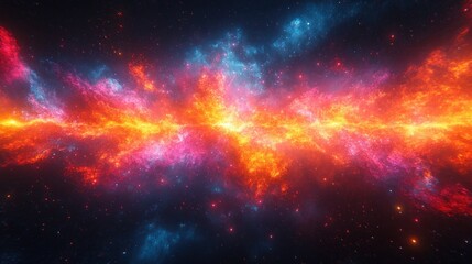 Fototapeta premium Cosmic Explosion Vibrant Neon Trails Abstract Digital Art Glowing Streaks