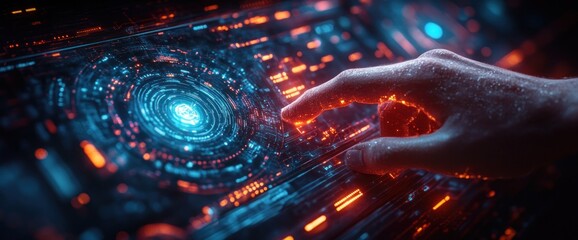 Industry 4.0 Digital Interface AI Cloud Big Data Automation Holographic Technology Visualisation Business Team Meeting