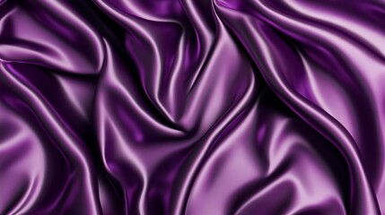 Fototapeta premium Elegant purple satin fabric draped smoothly with soft waves and rich texture making a luxurious visual display