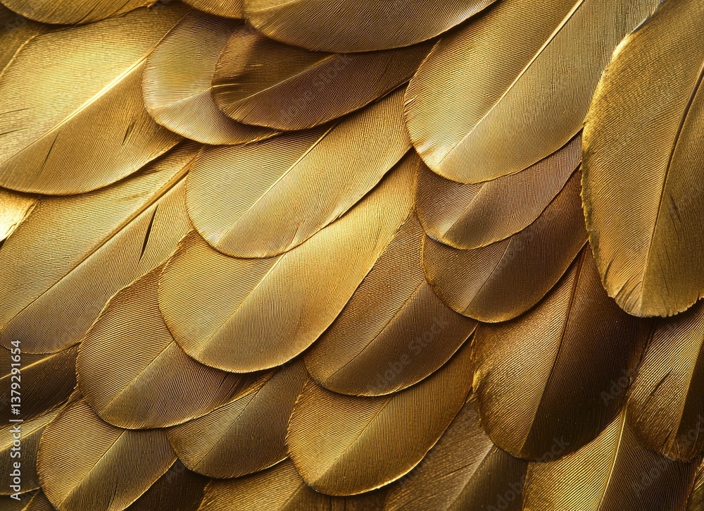 Poster detailed texture of gold feathers pattern background for glamorous design