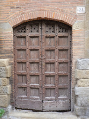 wooden windos frames in traditional handmade tradition in Arezzo, Italy