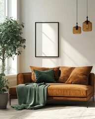 Minimalist Scandinavian Interior with Cozy Chaise Lounge and Modern Lighting