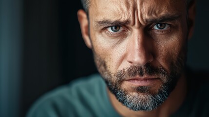 Fototapeta premium Intense portrait of man with serious expression