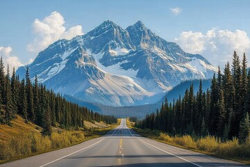 Scenic Road Trip on Icefields Parkway in Canadian Rockies Banff Jasper National Park Alberta