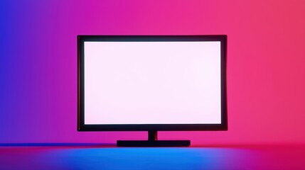 Blank screen display with colorful background lighting