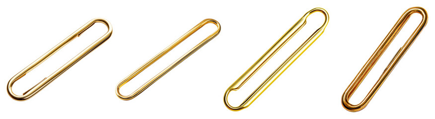 Close-Up View of Colorful Paper Clips on a White Background, Isolated on Transparent Background