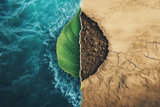 A conceptual image showing earth elements and nature integration