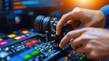 Obraz premium Professional camera operation in modern studio setup