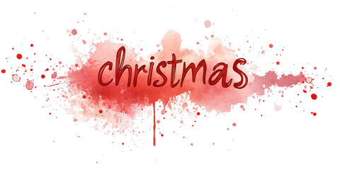 Obraz premium Festive Red Watercolor Splash Design with the Word Christmas Prominently Featured for Holiday-Themed Creative Projects and Marketing Materials