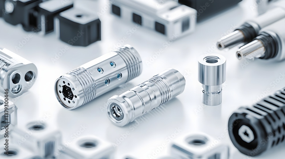 Aufkleber a collection of various metallic electrical power connectors including cables wires and other compon