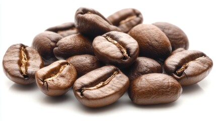 Naklejka premium Hyperreal closeup of coffee beans macro photography culinary art studio setup high fidelity visuals