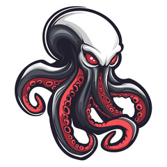 Enraged giant squid logo designed for esports with distinctive features and dynamic colors showcasing creativity and intensity