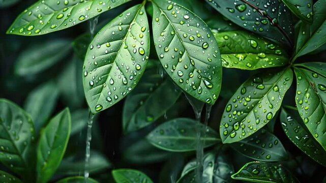 Emerald Dewdrops: A Lush Green Leaf Macro