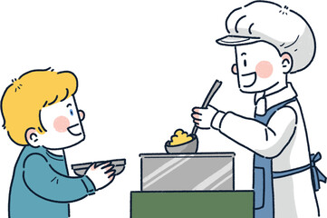 급식을 받는아이들