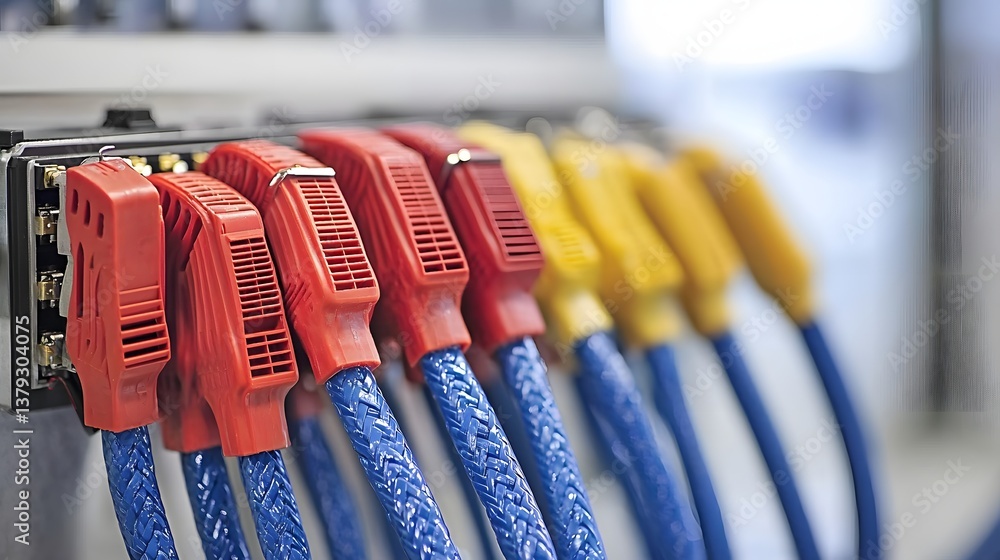 Poster assortment of colorful electrical jumper cables in various sizes and lengths designed for high volta