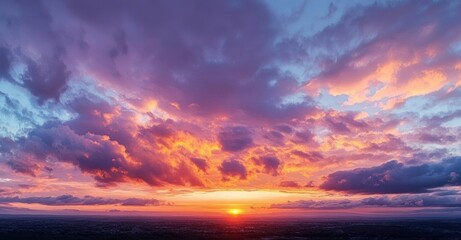 Fototapeta premium Vibrant Sunset Landscape with Cumulus Clouds Over Chiang Mai Thailand