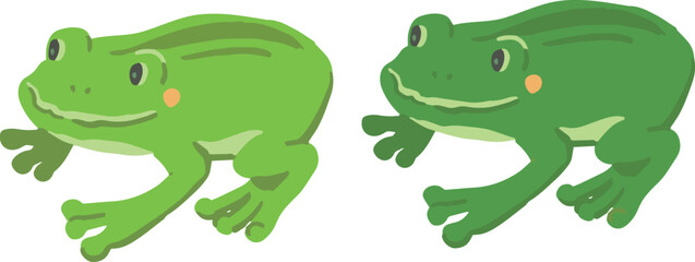 カエルの手描き風ポップなイラストセット