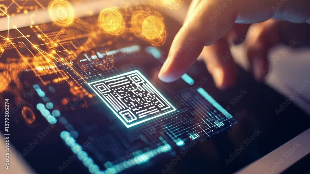 Poster a closeup of a hand holding a secure digital certificate displayed on a tablet featuring intricate b