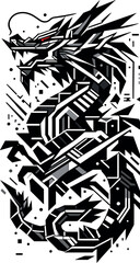 Fototapeta premium Polygonal Dragon Design – Mystical Creature in Modern Digital Art