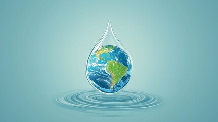 Obraz premium Drop of Life Concept. A icon of clean water drop with a globe subtly embedded inside, symbolizing global access to clean water.
