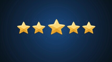 Obraz premium Customer Satisfaction Concept. Glowing five star reviews hovering above a customer support team celebrating their achievement. Set on dark blue background.