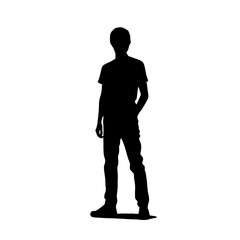 Silhouetted young man standing confidently against clear background  