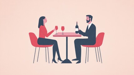 Romantic Dinner for Two A Couple Enjoying Wine and Conversation at a Table