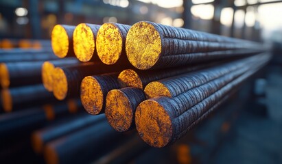 Reinforced Concrete Steel Rods Stocked in Warehouse for Construction Industry