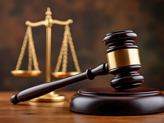 Courtroom gavel, law and authority concept, criminal judgment, judicial ruling, legislative power