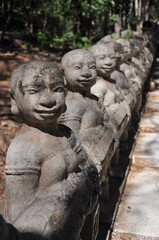 Obraz premium Sacred Steps to Phnom Santuk Temple with Naga Statues, Cambodia